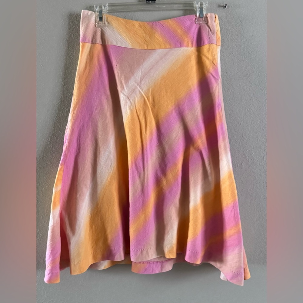 Banana Republic Pink and Orange Tie-Dye Midi Skirt